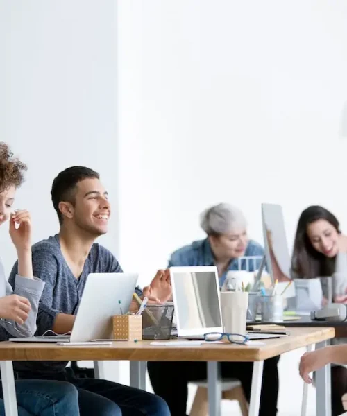 Positive relationships between smiling employees working in the corporation