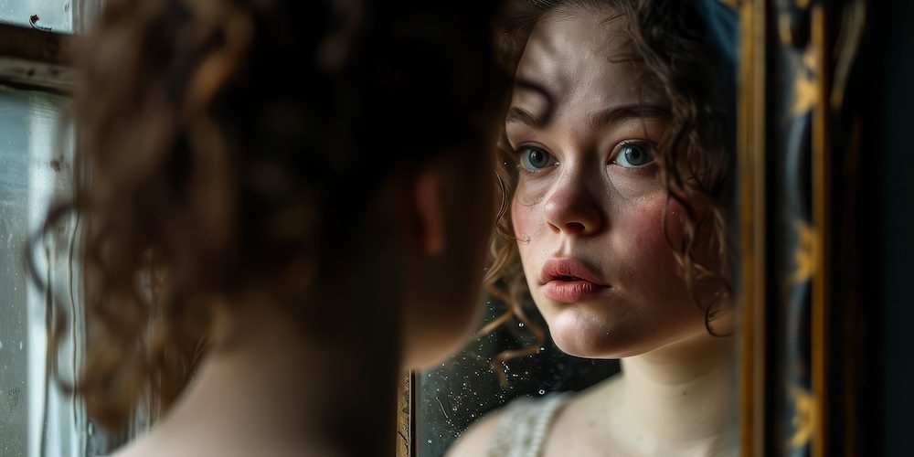 An overweight person looking at their reflection in a mirror, a moment of self-reflection and body image --ar 3:2 --stylize 250 --v 6 Job ID: ddc465aa-157d-4891-a82e-9fdce36bb452